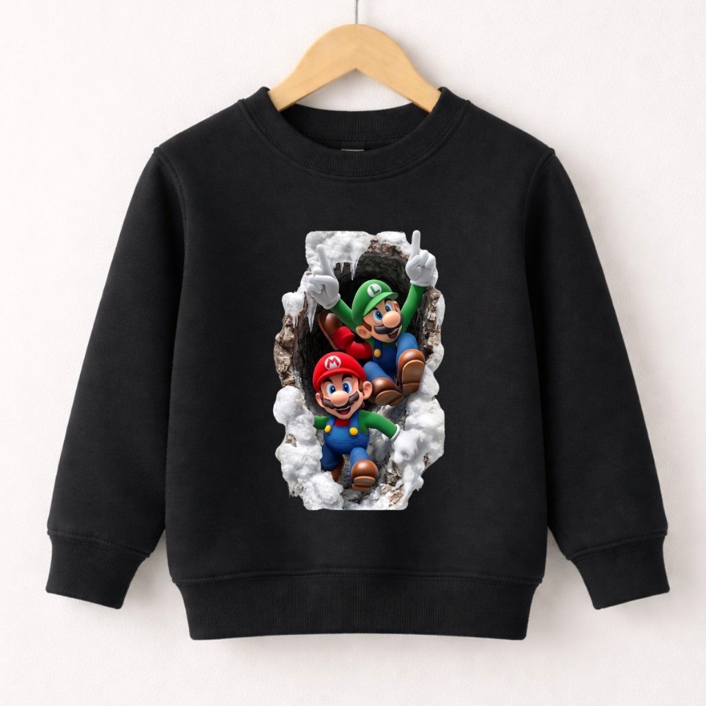Moletom Super Mario Infantil Juvenil Flanelado Unissex Estampa Saindo do Cano Quentinho Confortável