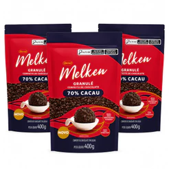 3 Uni Granulado Granulé Chocolate 70% Cacau Melken 400g Harald