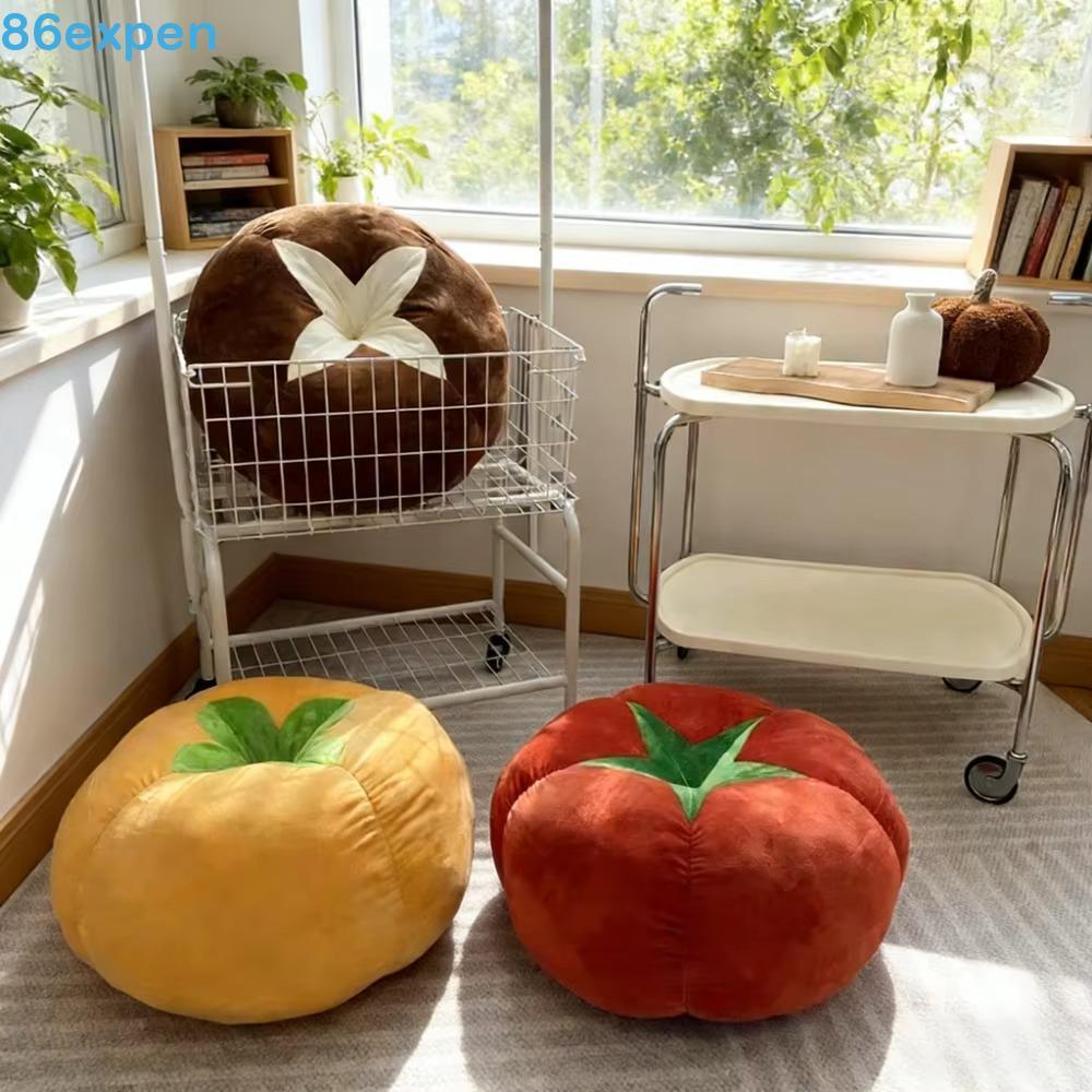 Imagem Almofada Redonda De Tomate EXPEN1 , Travesseiro De Sofá 3D Com Enchimento De Algodão PP , De Meditação Macia Espessada