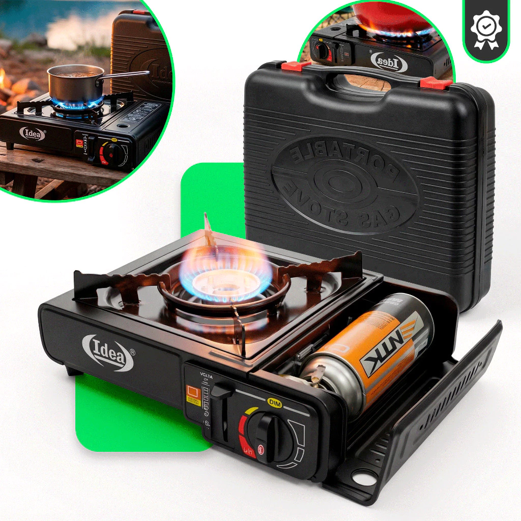 Fogareiro Portátil a Gás Camping Pesca Viagem Acendimento Automático com Maleta Fogão a Gás Portátil