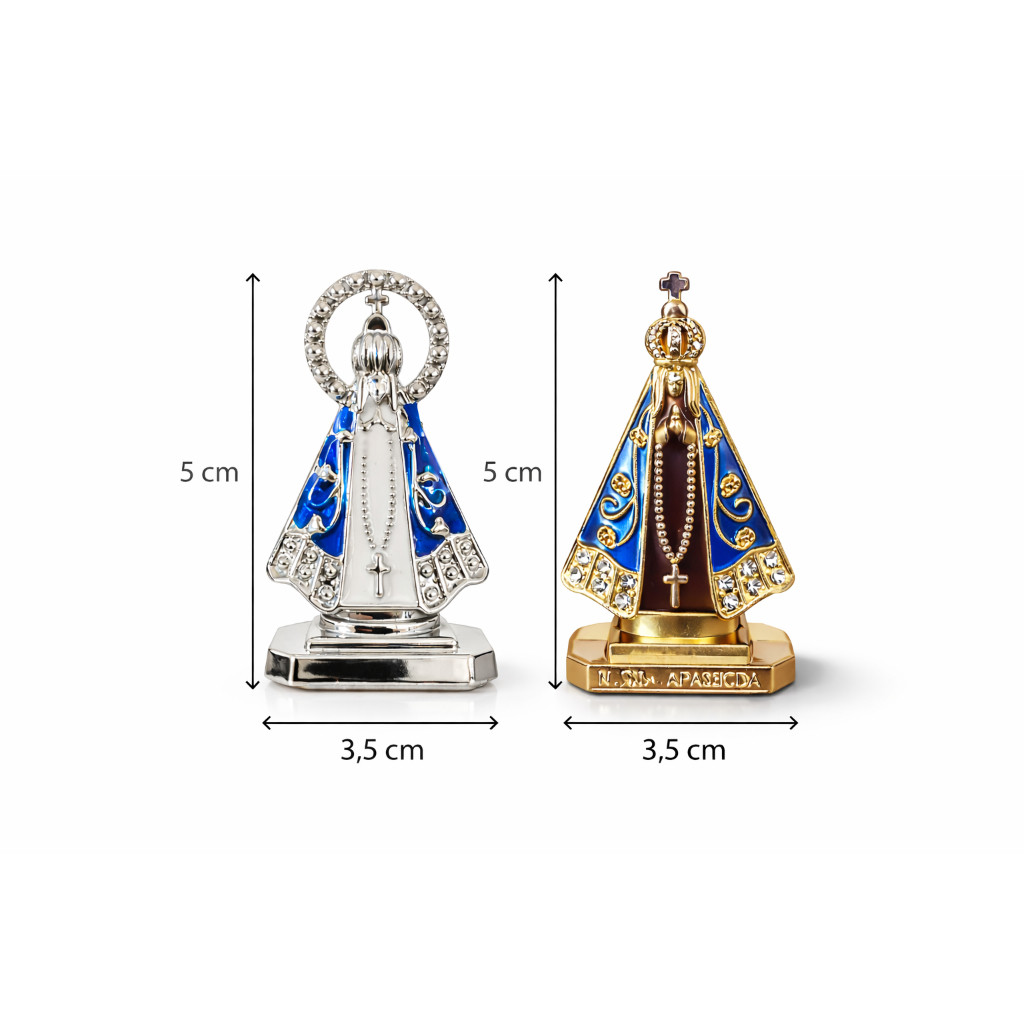 Mini Imagem Nossa Senhora Aparecida com Base Autoadesiva | Ideal para Carro, Mesa e Escritório