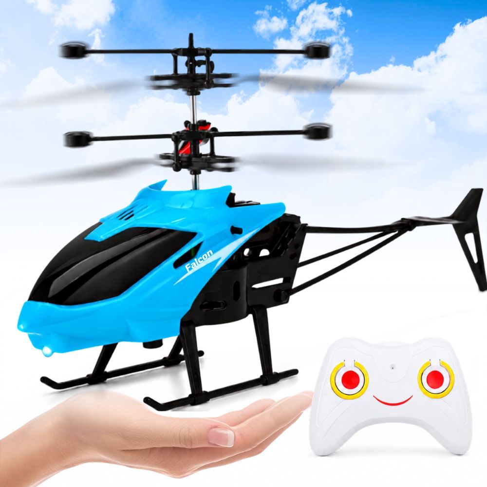 Helicóptero Controle Remoto Cor Sortida Infantil Sensor de Indução RC 2.4GHz Luz LED Recarregável Voo Estável Criança por R$ 26,99