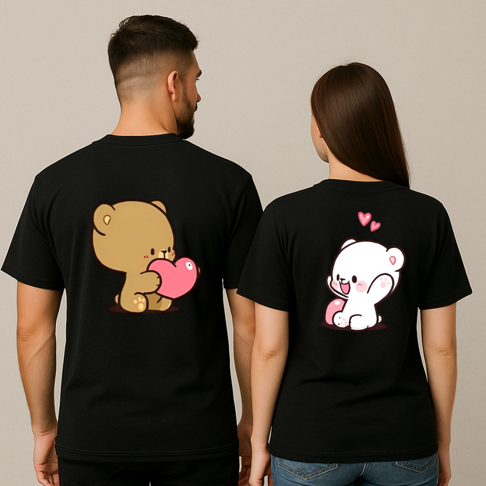 kit 2 camiseta casal combinando Ursinho fofo Namorados 100% Algodão