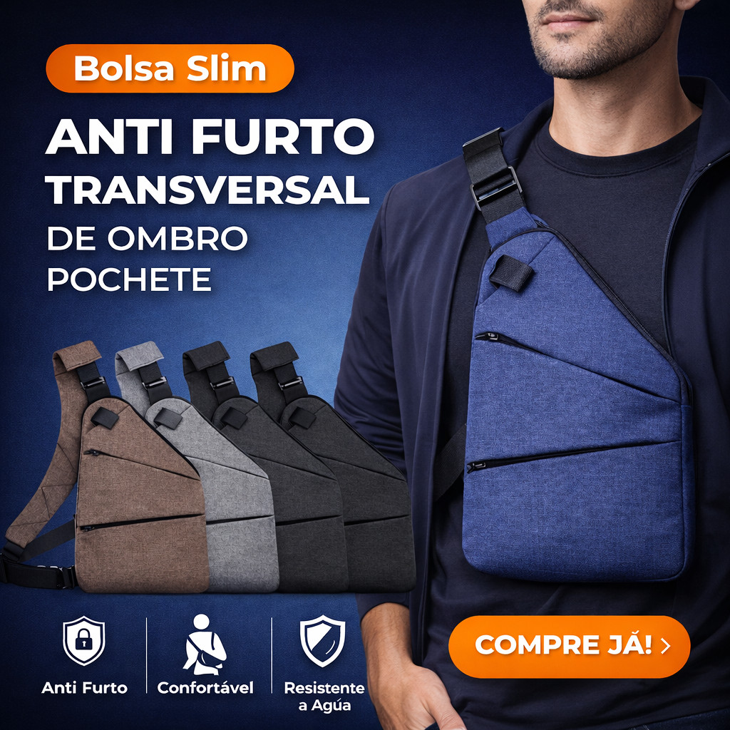 Bolsa Slim Anti Furto Transversal de Ombro Pochete
