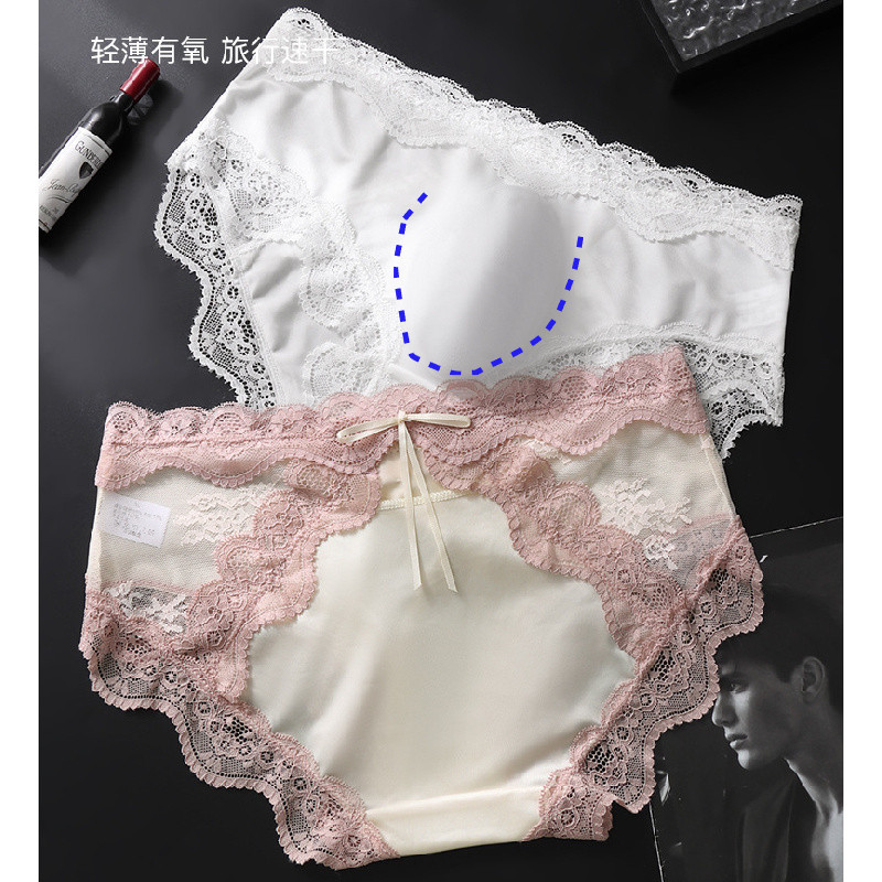 Roupa íntima masculina de renda de cetim francesa 3D bolsa tridimensional cuecas gays renda guarnição arco respirável cu