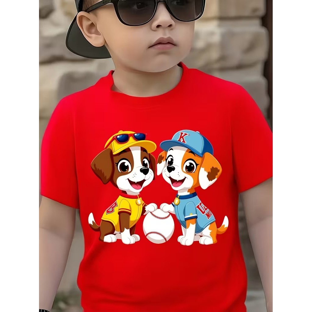 Camiseta Infantil Cachorros Do Beisebol - Estampas Exclusivas para Crianças 100% Algodão Unissex Menino E Menina