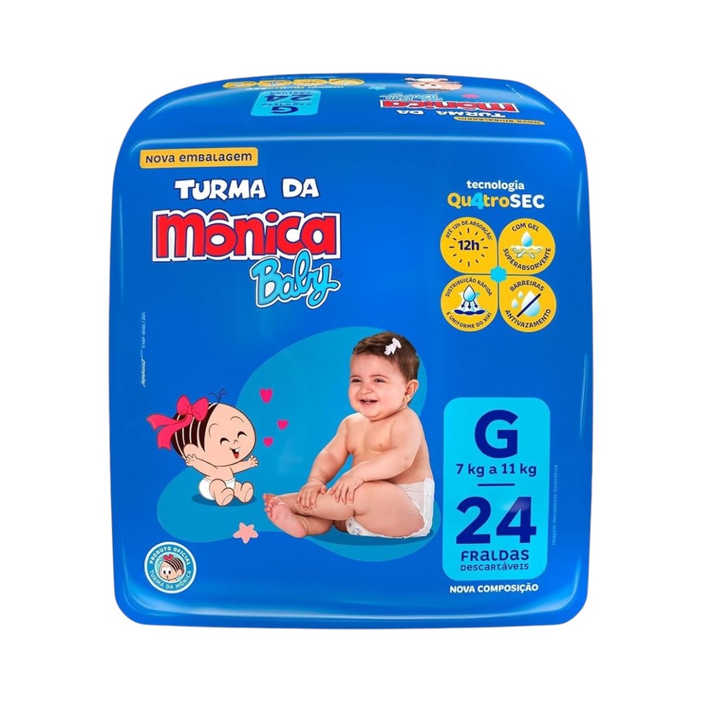 Fralda Descartável na Promoção Turma da Mônica Jumbo Tamanho G - 24 Unidades