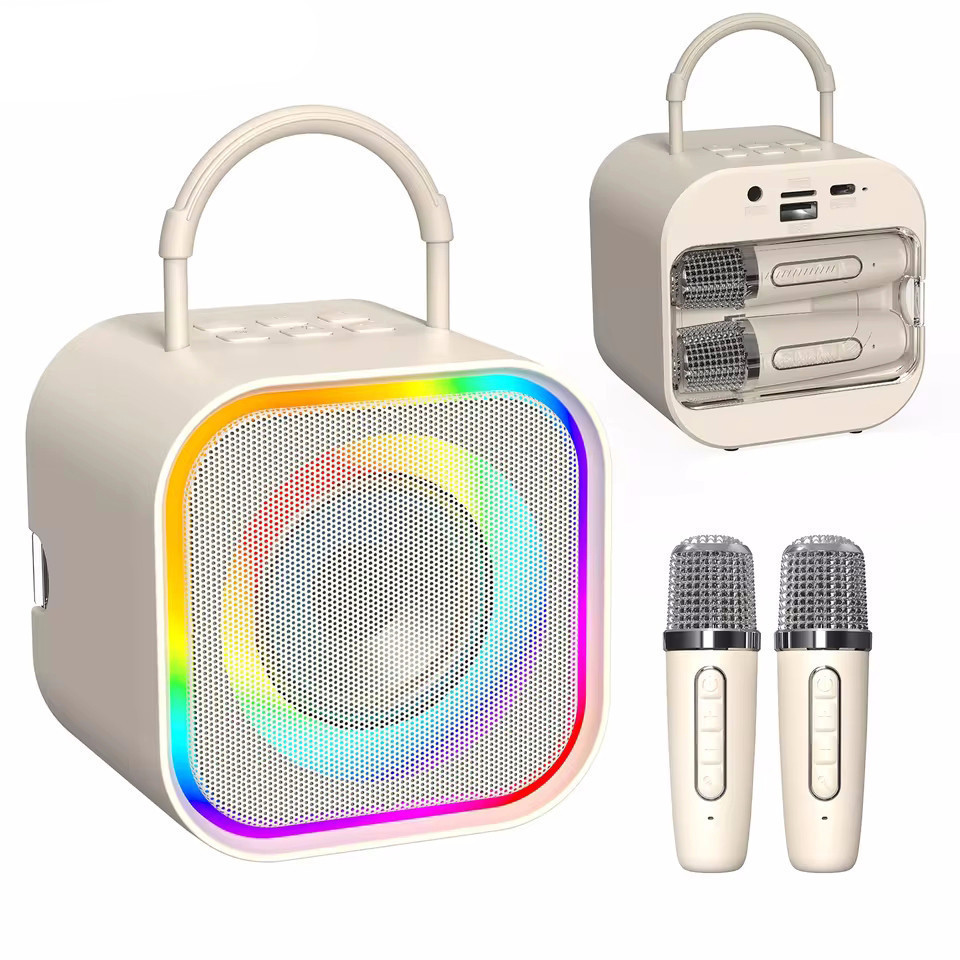 Karaokê Bluetooth Microfone Duplo Sem Fio Com Alto-Falante Portátil Para iPhone Android Celular PC Laptop Computador TV 