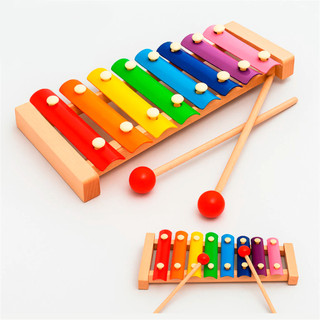 Xilofone Metalofone Infantil 8 Notas com Baquetas Brinquedo Musical Educativo Pedagógico Sonoro