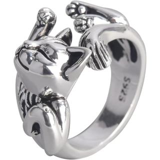 Anéis Abertos de Ouro 14K, Anéis Ajustáveis Modernos, Anel de Zircônia Cúbica, Anel Punk Retrô de Prata Esterlina, Anel 