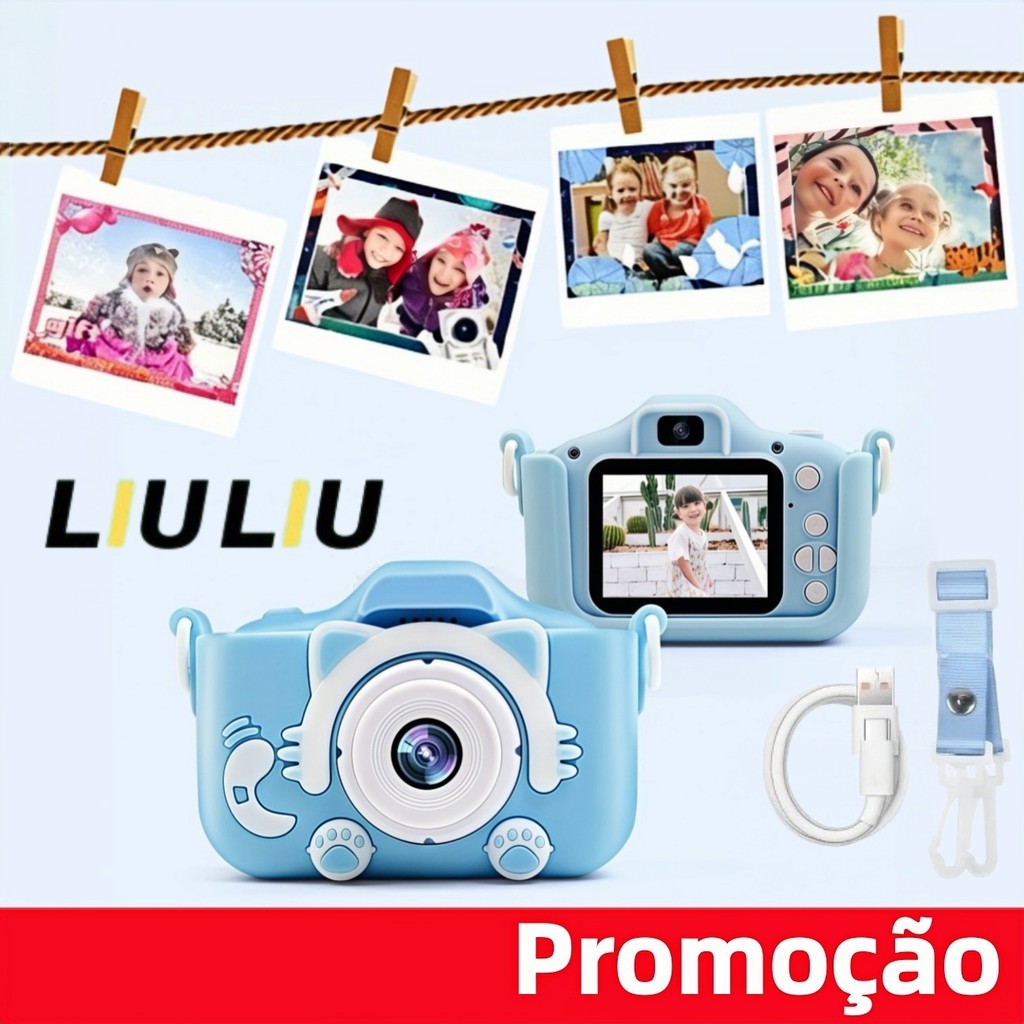Câmera digital infantil anti-queda com jogos integrados, leve para passeios e registrar momentos da família