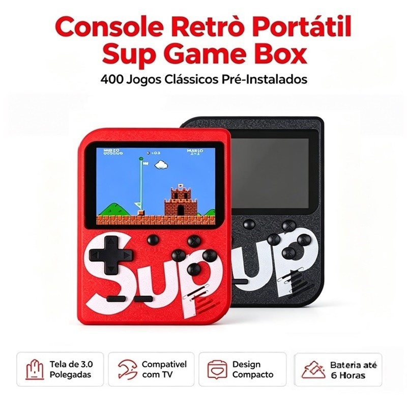 Mini Video Game Retrô Pequeno E Portátil Sup Game Box 400 Jogos