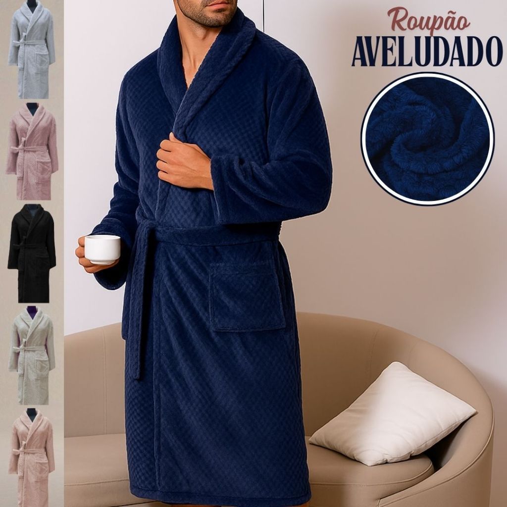 Roupão de Microfibra Adulto Inverno Quentinho Unissex TAMANHO M G GG Aveludado