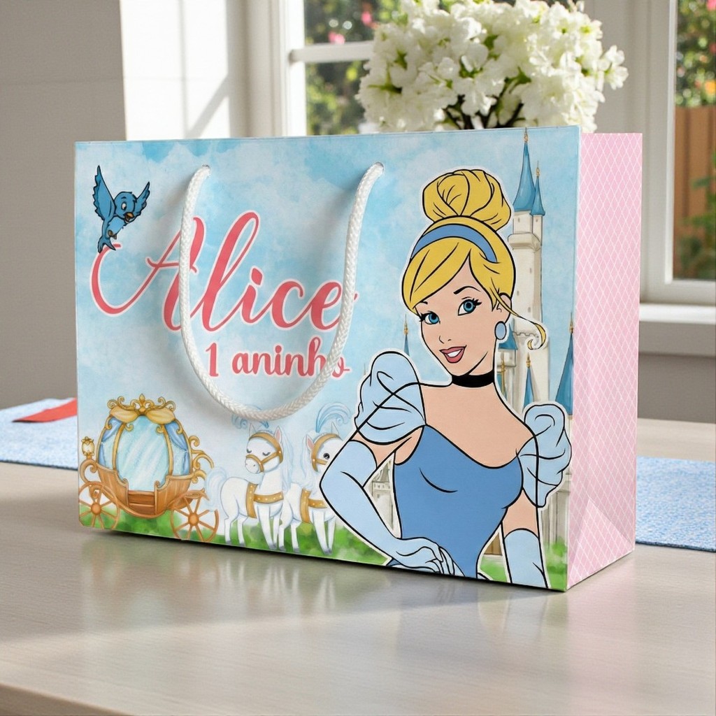 SACOLA  CINDERELA DISNEY   Personalizado | Sacolinha | Lembrancinha | Mimos | Aniversário CINDERELA DISNEY