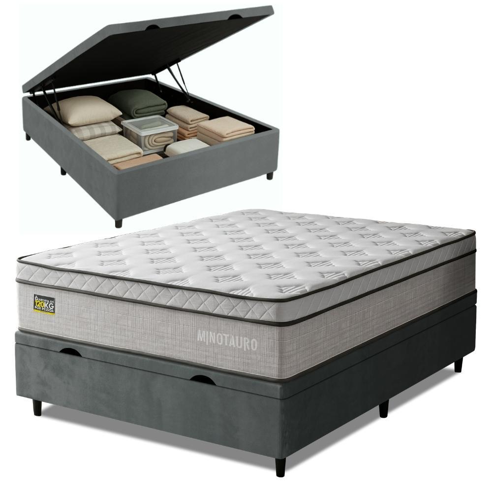 Cama Box Baú Colchão Casal Ortopédico D33 138x188x72cm Minotauro Hellen