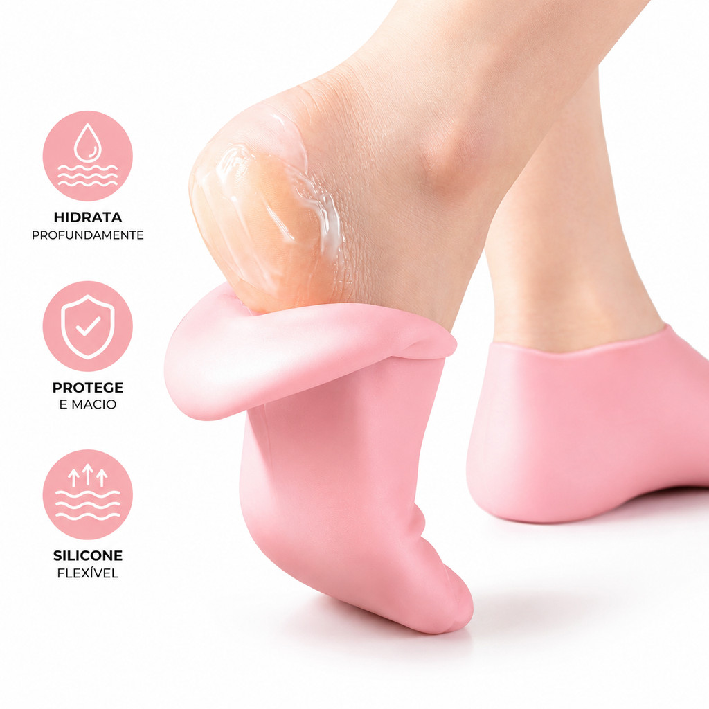 Meias de Silicone Hidratante para Pés Spa Calcanhar Rachado Gel Reutilizável Par