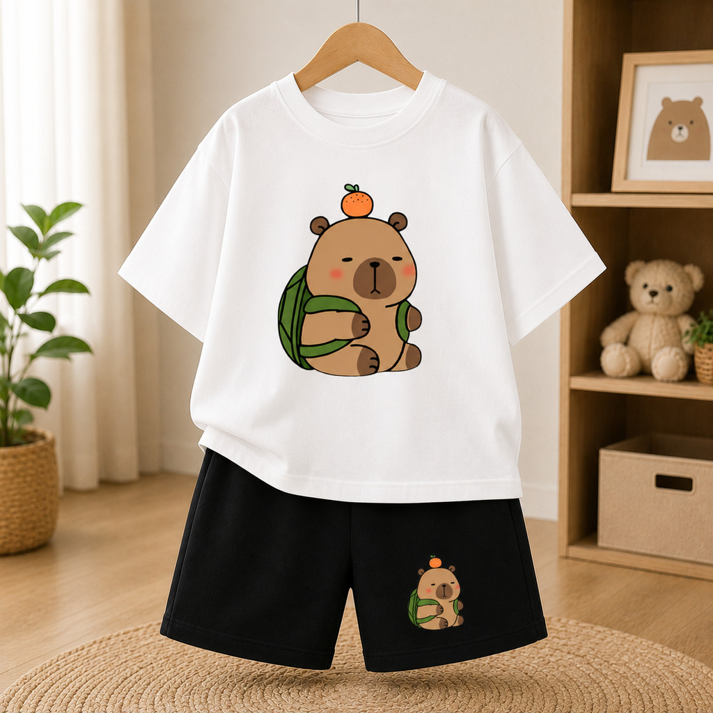 Conjunto infantil estiloso  Masculino Conjunto de Menino fofo Infantil Kit infantil Bermuda Camisa