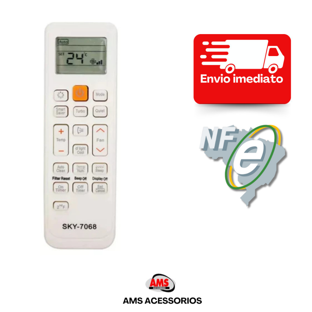 Controle Remoto Compatível Ar Condicionado Split Samsung LE-7068
