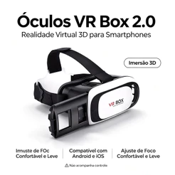 Óculos Vr Box 2.0 Realidade Virtual Controle Cardboard 3d Bluetooth disposivos android e ios Janoclick