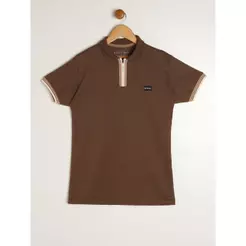 Camisa Polo Juvenil Para Menino - MARROM