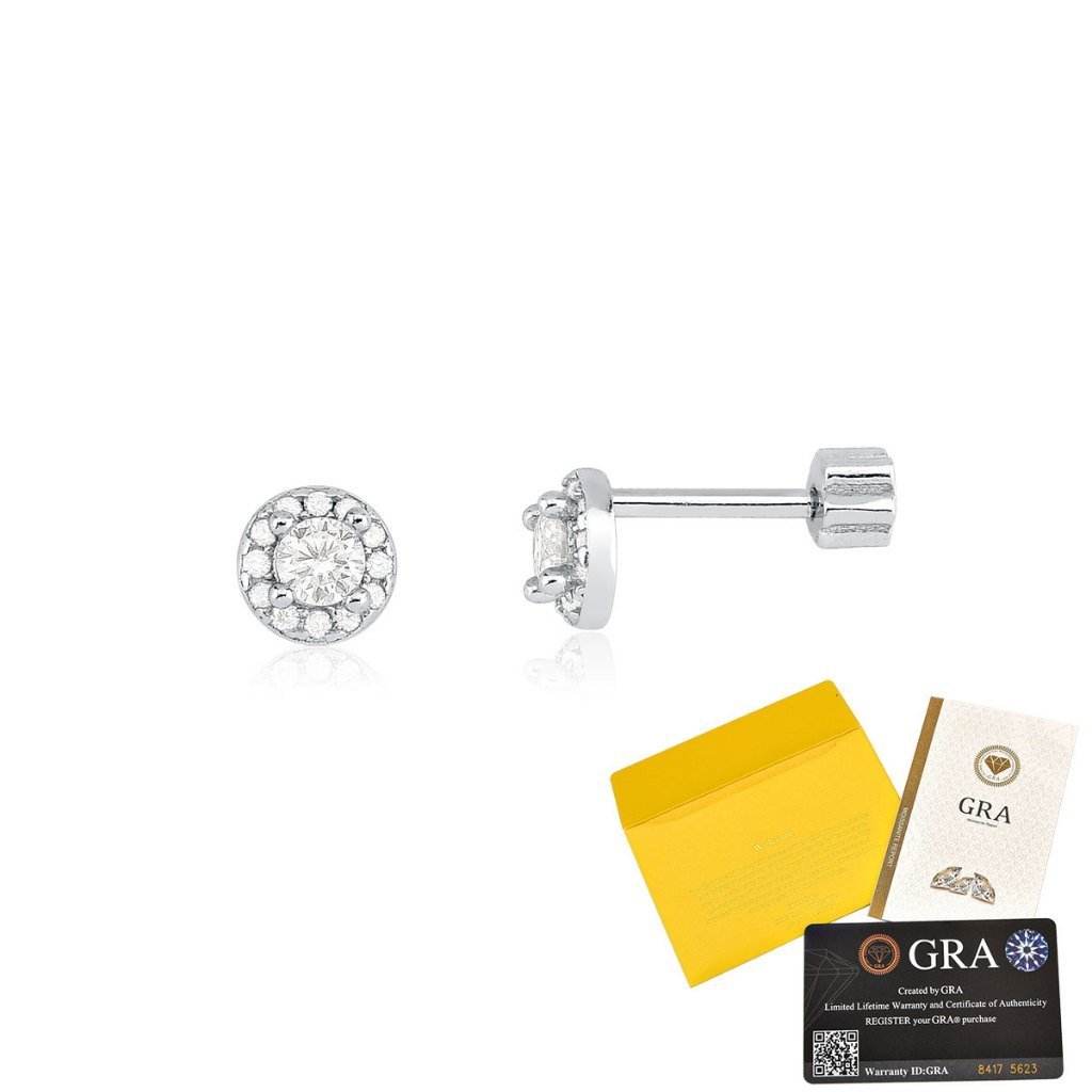 Brinco Moissanite de Prata 925 Redondo Cravejado com 0,32ct