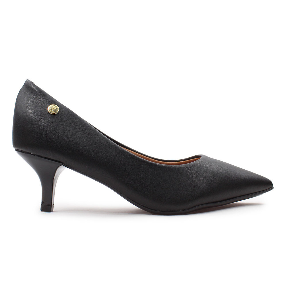 Scarpin Vizzano Salto Baixo Pelica Preto solado de borracha antiderrapante Moda Confortavel Look