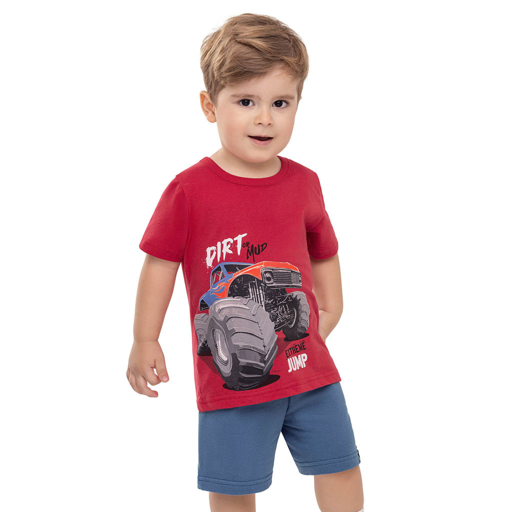 Conjunto Infantil Menino Monster Truck Elian Vermelho