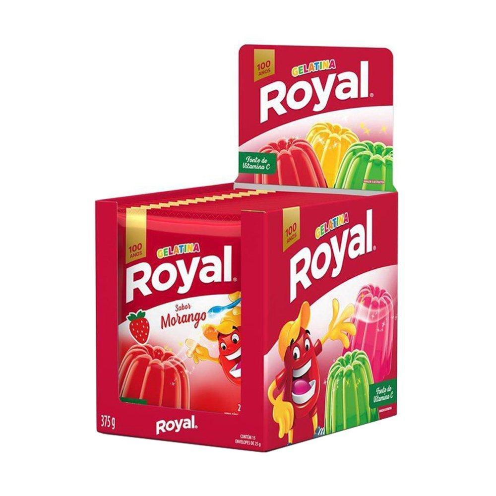 Gelatina em Pó Royal Morango 25g Display 15 unidades