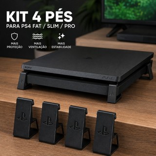 Suporte PS4 Fat Slim Pro 4 Pés Base Horizontal Ventilação Elevação Console Playstation 4