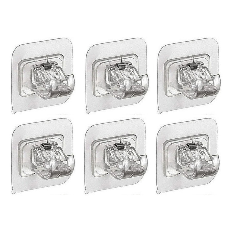Kit Suporte para Cortina Ganchos para Varão de Cortina Sem Necessidade de Furar Fácil de Instalar