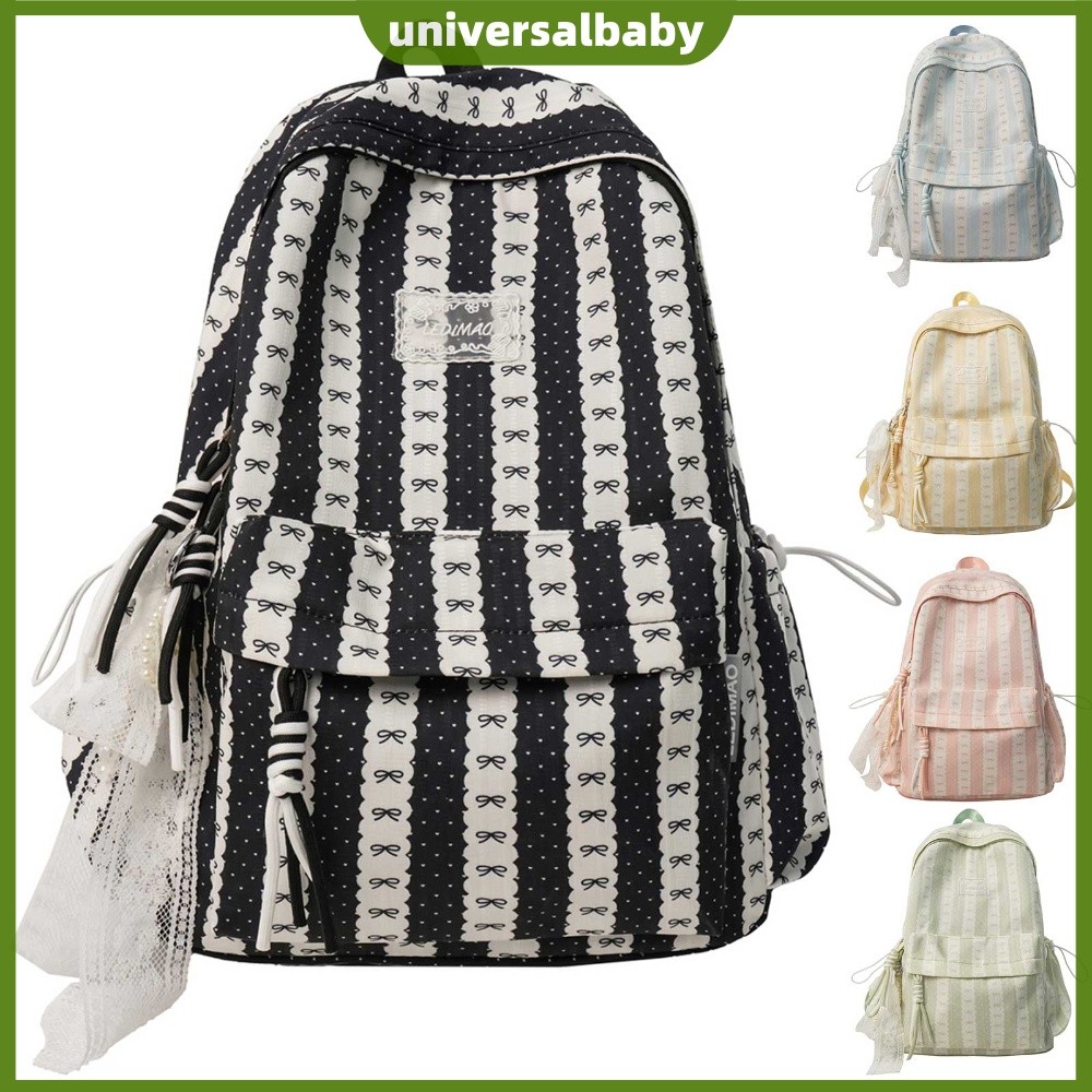Bolsa Casual Estampada Com Laço De Nylon Para Laptop Compartimento Computador Mochila Formal Mulheres E [universalbaby.b