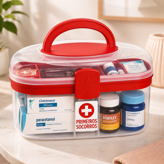 Maleta Caixa Remedios Cosmetic Box Primeiros Socorros - Tamanho Grande/Media/Pequena - Transparente
