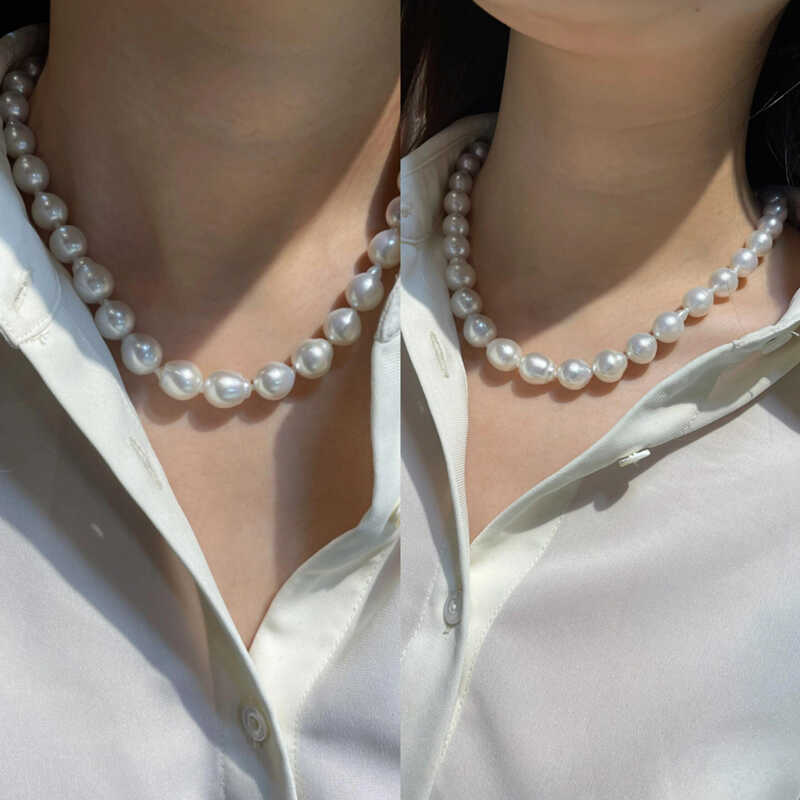 Francês Casual Irregular barroco pérola colar feminino High-End barroco colar barroco clavícula corrente feminina
