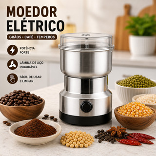Moedor Multifuncional de Café 110V com Design em Aço Inoxidável 4 Lâminas