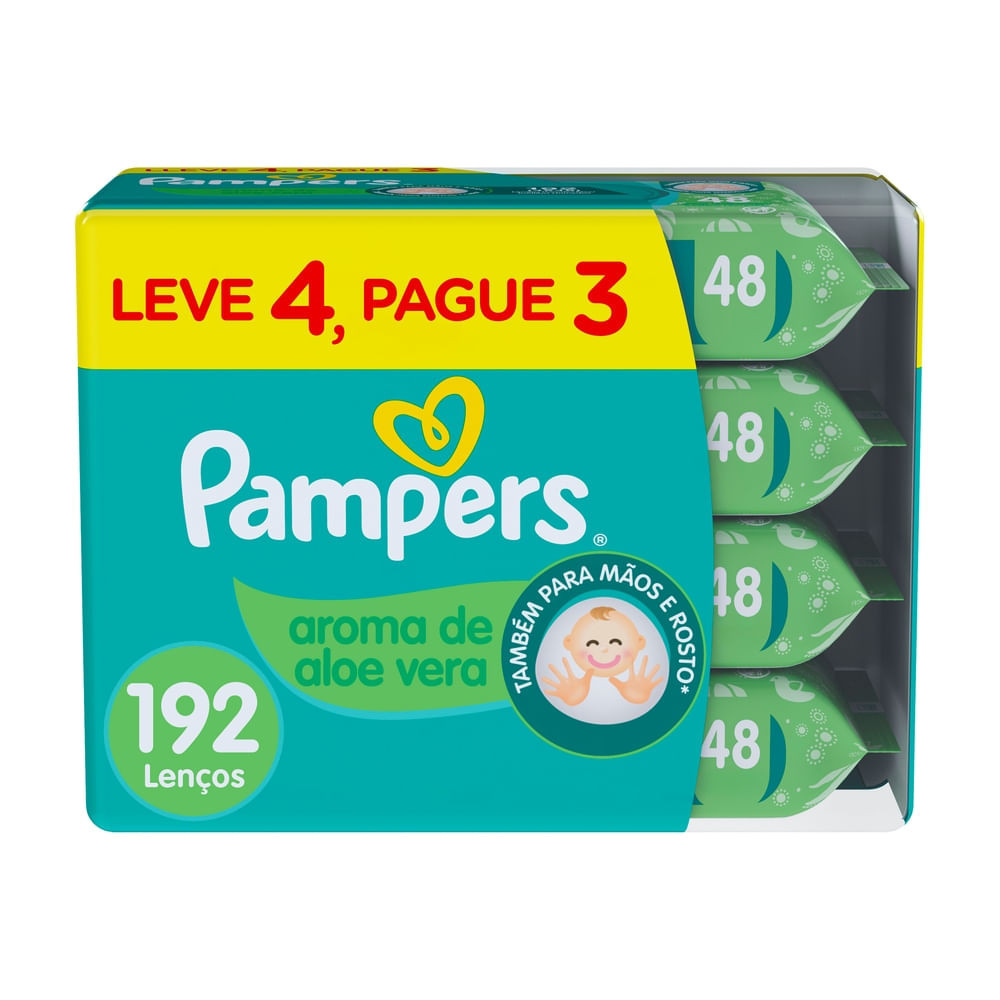 Lenços Umedecidos Pampers Aroma de Aloe Vera 192 Unidades