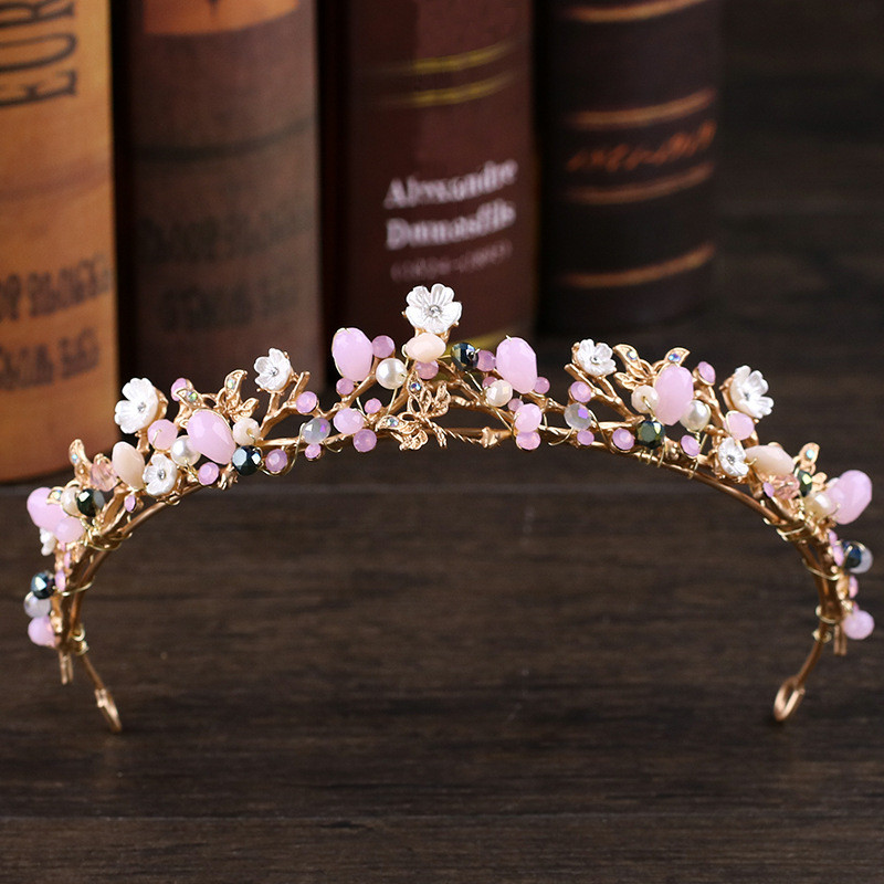 Tuanming coroa rosa cristal Headwear vestido de casamento acessórios nupcial flor Hoop doce acessórios de moda