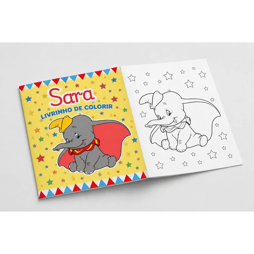 Livro de Colorir Revistinha Personalizado DUMBO Infantil  Festa Lembrancinha Aniversario todos os temas