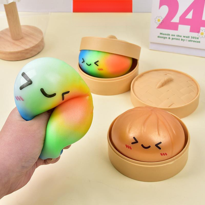 Brinquedo Antiestresse Squishy, Bola Colorida de Arco-Íris, Brinquedo Macio para Adultos e Crianças