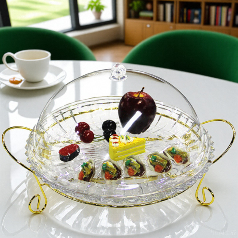 Jinxinh talheres de vidro cristal prato frutas com tampa Buffet mesa comida expositor estilo comercial café da manhã res