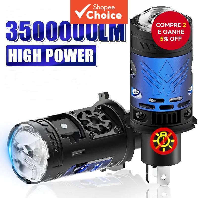 Alta Potência H4/9003/HB2 LED Farol Lente Do Projetor Canbus Luz Forte 35000LM Turbo Ventilador De Refrigeração Auto E L