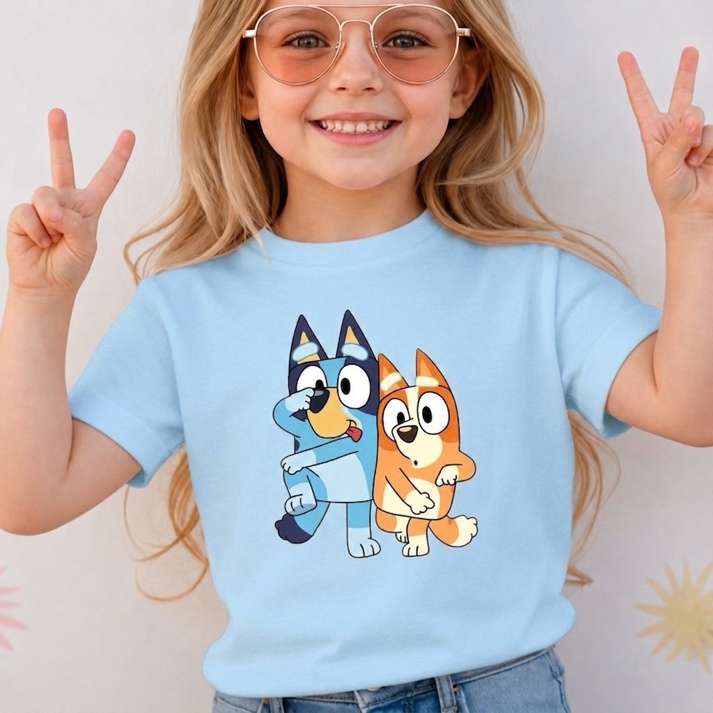 Camiseta Infantil Bluey Casual Menina 100% algodão tamanho 4 ao 10 caimento perfeito Leve confortavel Lançamento Criança