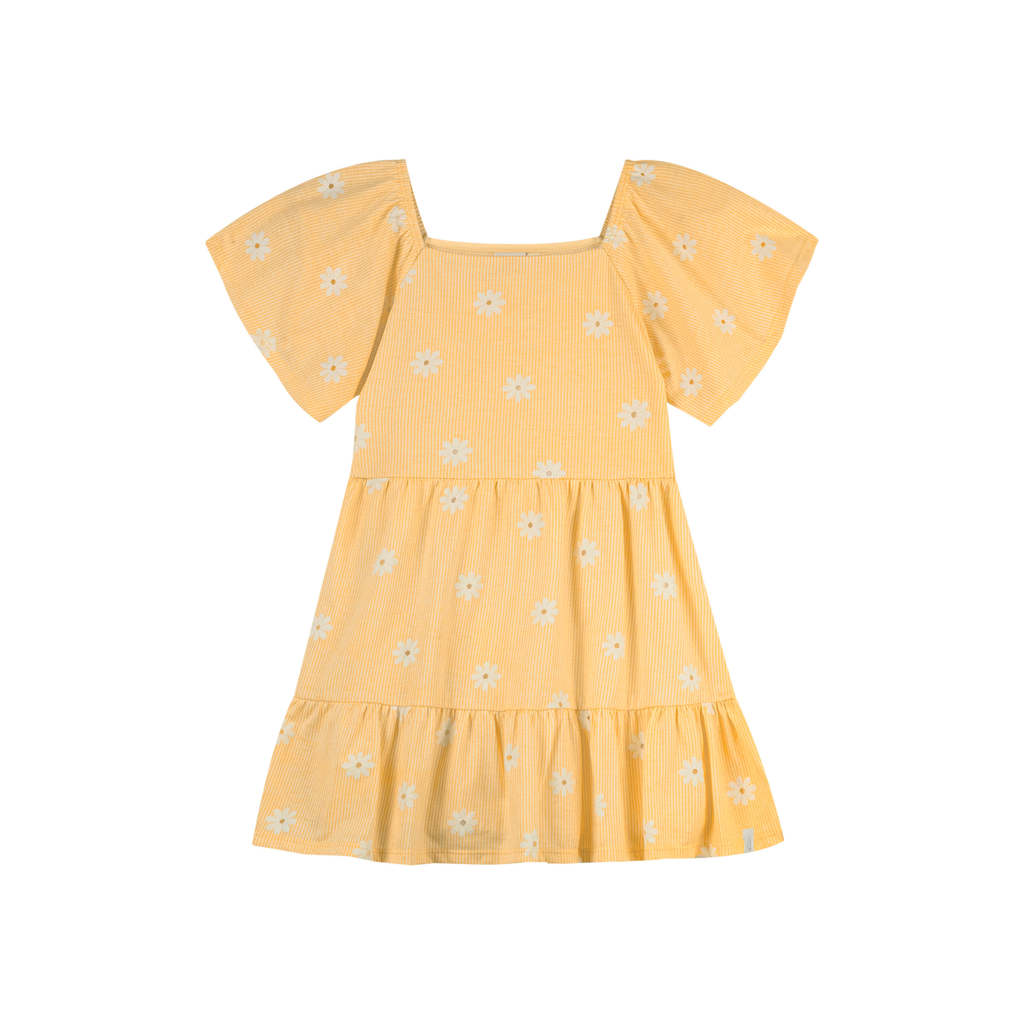 Vestido Infantil Menina Floral Listras Elian Amarelo
