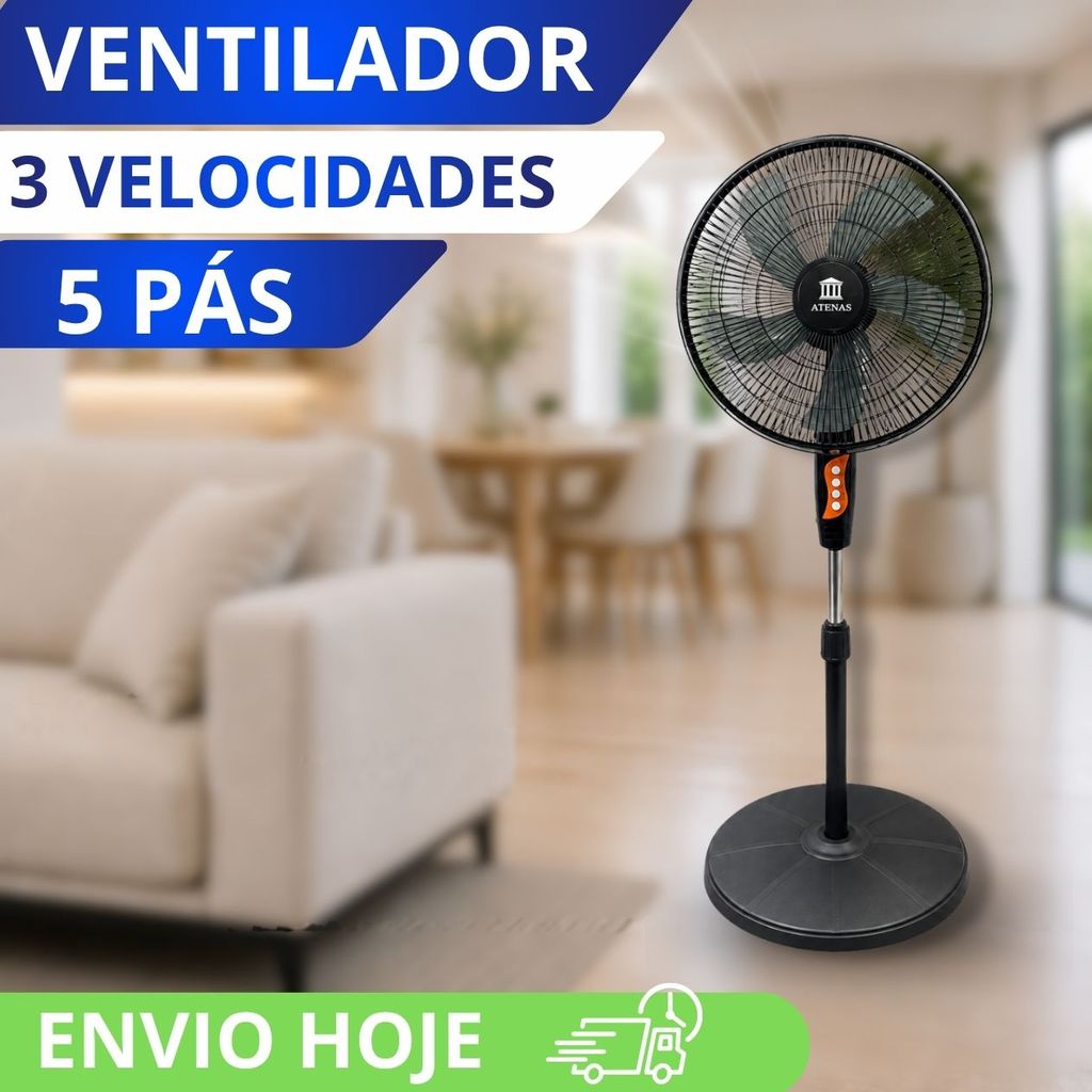 Ventilador De Coluna Inox Silencioso 5 Pás Power Turbo 115 Cm Preto Plástico