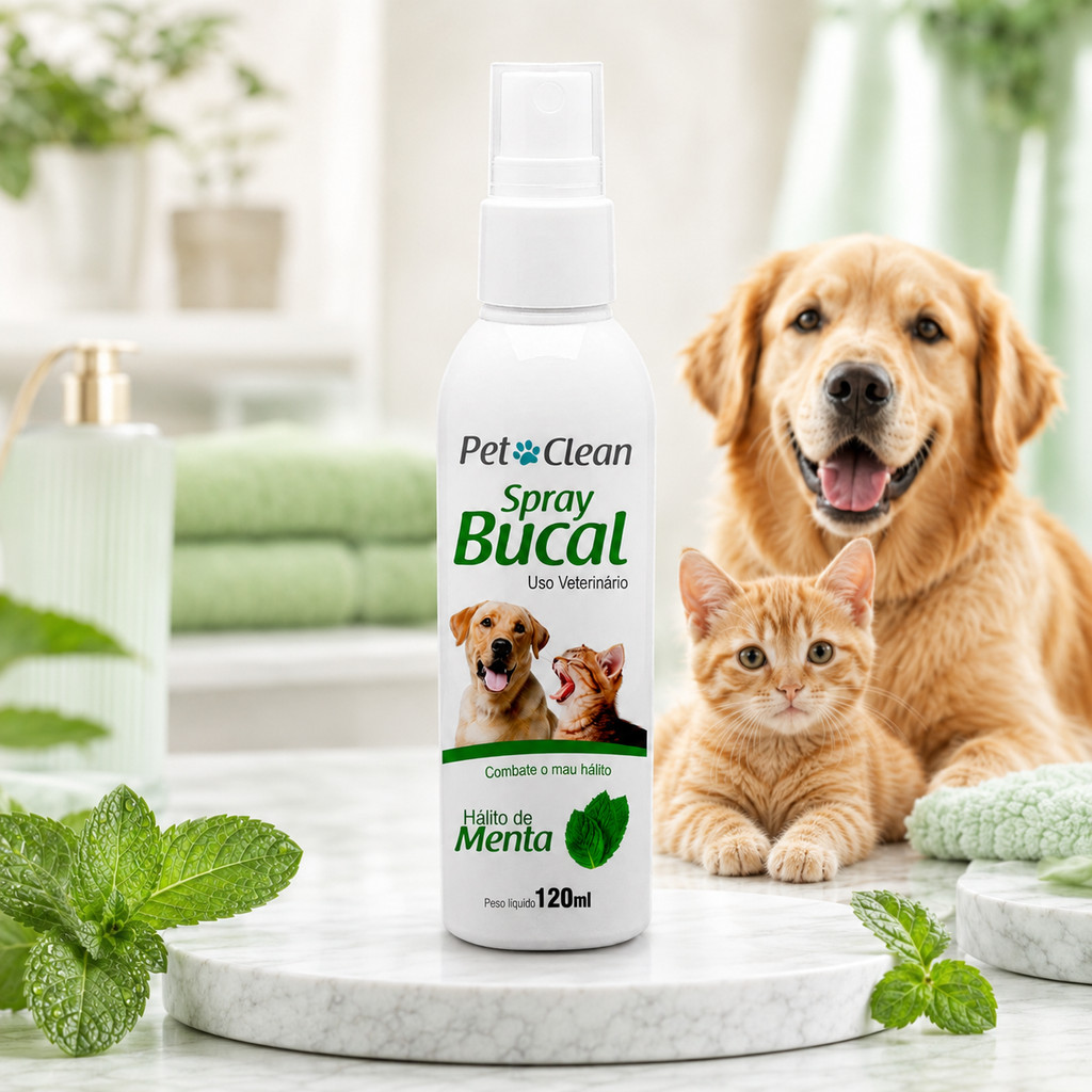 Spray Bucal Para Cães Spray Para Hálito Cachorro Gato Sabor Menta 120ml