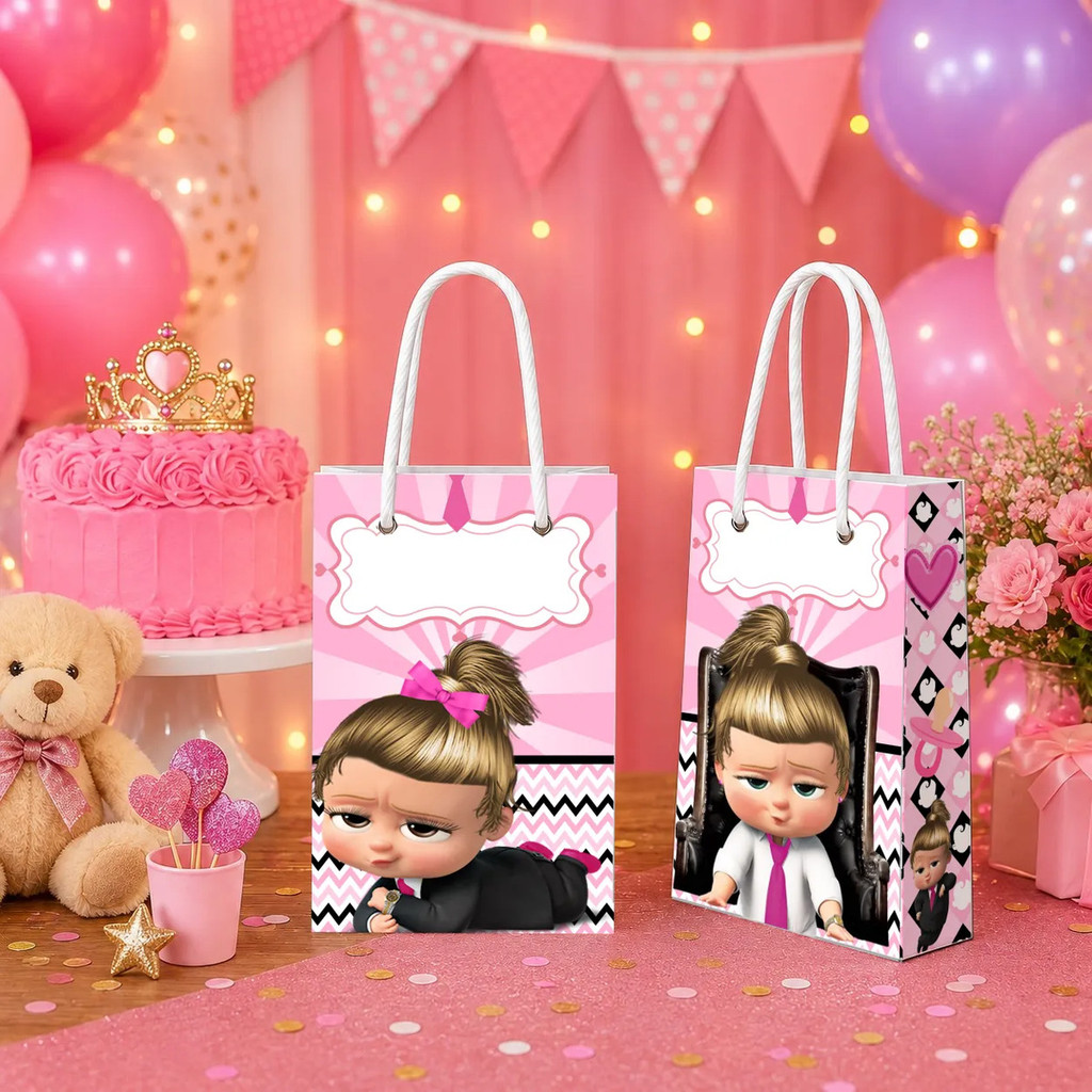 Sacolinhas Surpresa Personalizadas Poderosa Chefinha Lembrancinha Aniversário Sacola Papel Com Nome e Idade