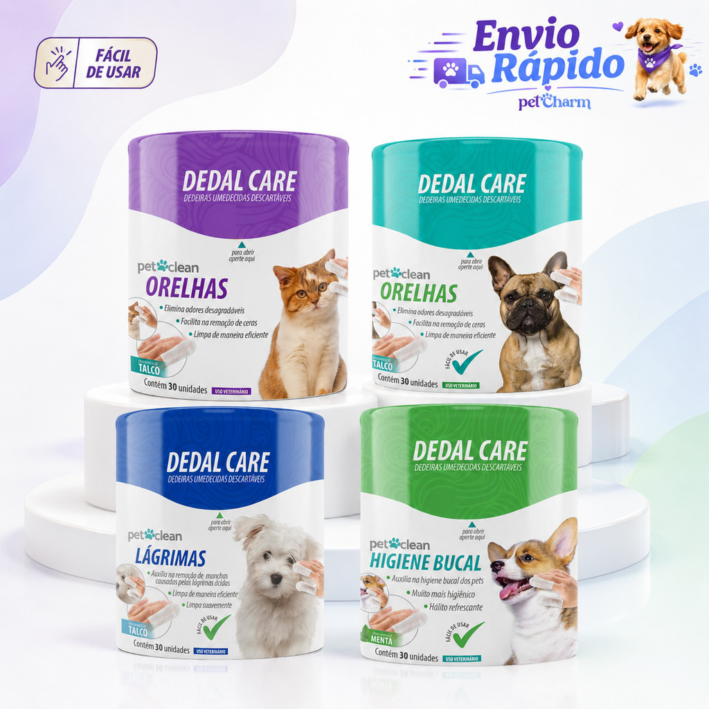 Dedal Dedeira Pet Clean Higiene Bucal Orelhas Lágrimas Cães e Gatos 30un