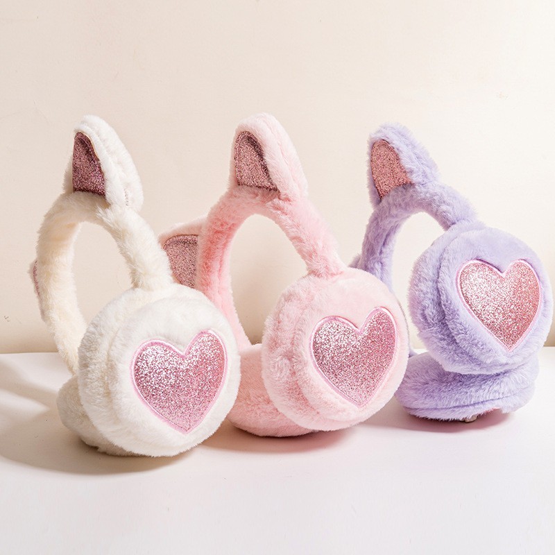 Protetor de Orelhas de Pelúcia Estilo Coreano, Protetor de Orelhas de Gato Fofo para Meninas no Inverno, Rosa