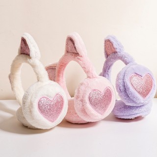 Protetor de Orelhas de Pelúcia Estilo Coreano, Protetor de Orelhas de Gato Fofo para Meninas no Inverno, Rosa