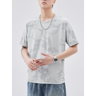 Camiseta masculina de seda gelo respirável de secagem rápida verão fino de manga curta em torno do pescoço roupas superi