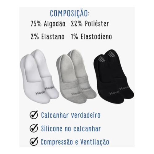 Kit 6 Pares Meias Hoahi Sapatilha Original Invisível